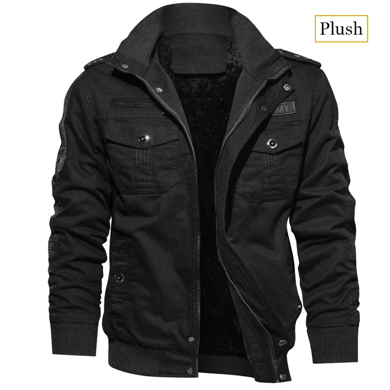 New Business Casual Jackets Man Winter Fleece Tactical Jacket Embroidery Windproof Multiple Pockets Outdoor Workwear Coat
