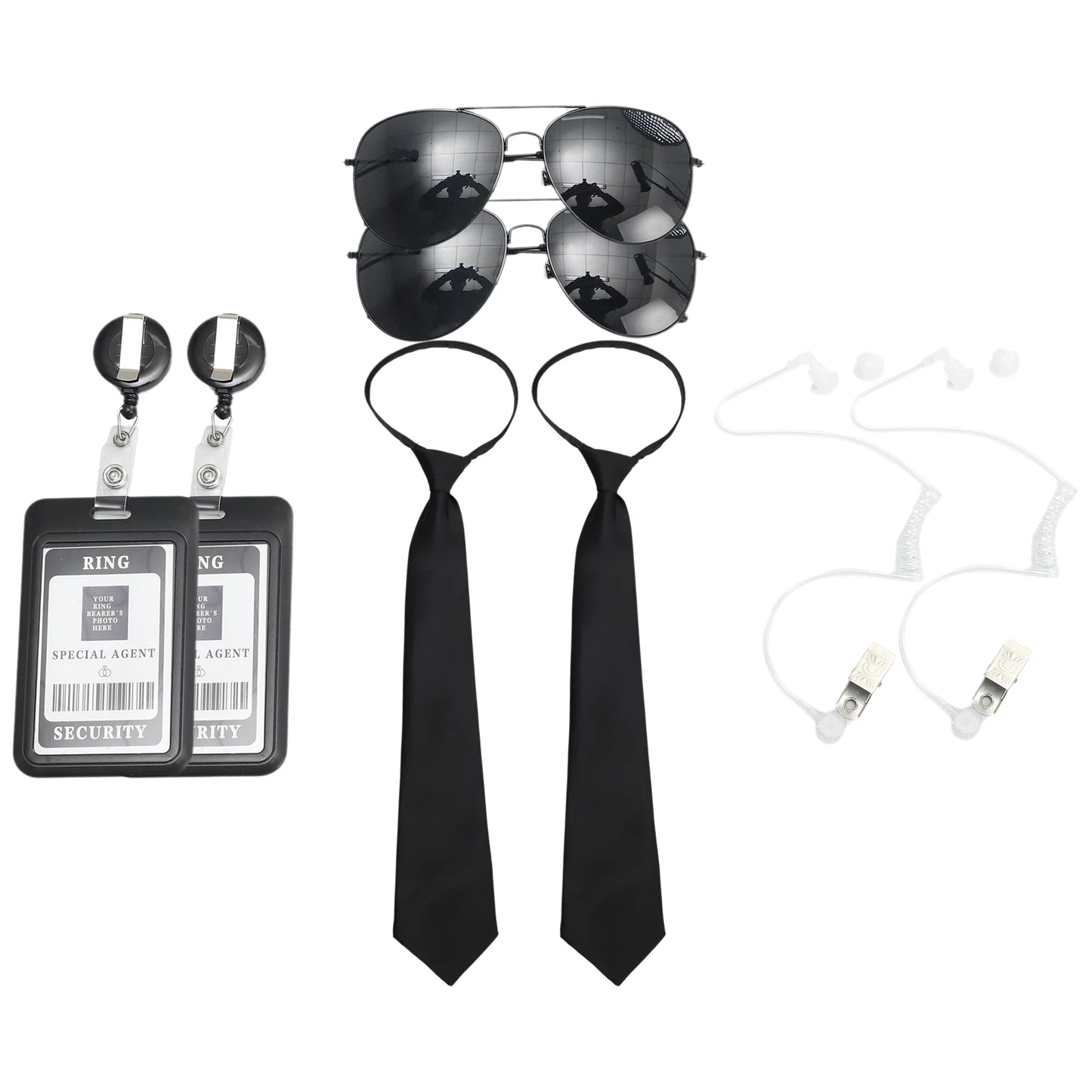 Agent Accessories Set Tie Earplugs Work Brand Glasses Hat Secret Security Service Costume for Teens Adults Cosplay Game Party