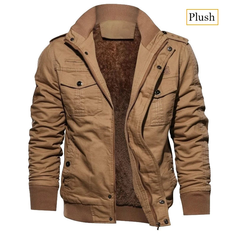 New Business Casual Jackets Man Winter Fleece Tactical Jacket Embroidery Windproof Multiple Pockets Outdoor Workwear Coat