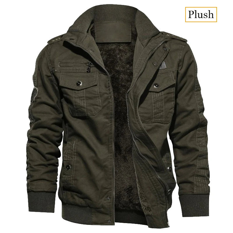 New Business Casual Jackets Man Winter Fleece Tactical Jacket Embroidery Windproof Multiple Pockets Outdoor Workwear Coat