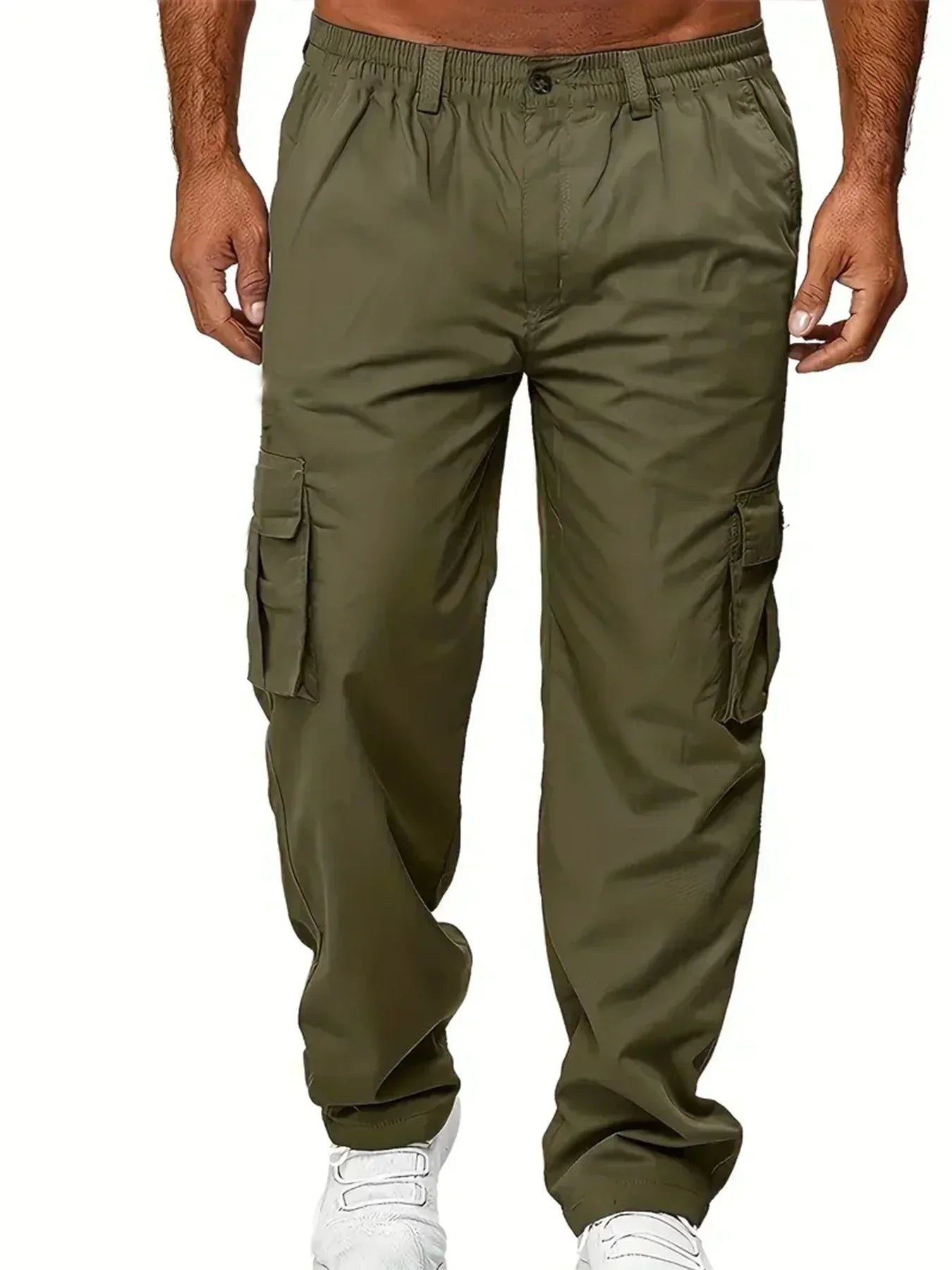 Men's Cargo Trousers Casual Multi-pocket Loose Straight Trousers Stretch-waist Spring Autumn Street Outdoor Sports Fitness Pants