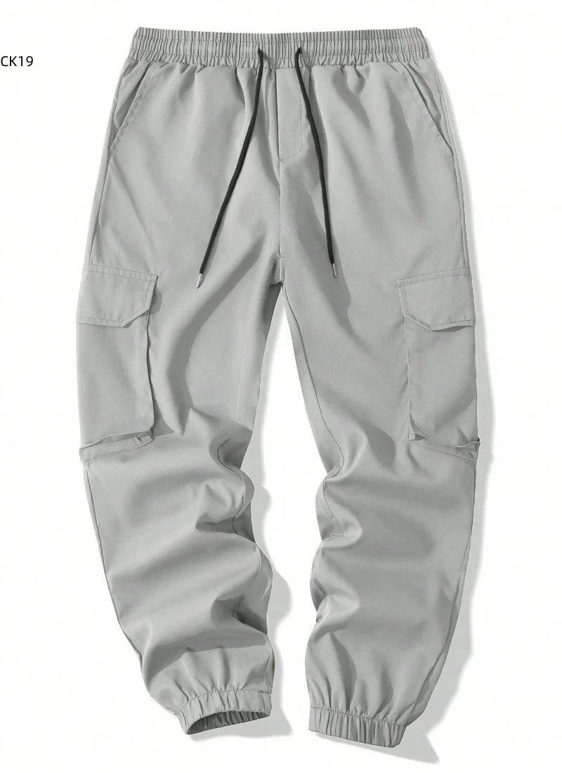 Men's Cargo Pants Sweatpants Outdoor Bunched Long Trousers Casual Autumn Multi-Pocket Durable Workwear Male Trousers
