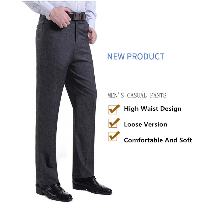 MRMT 2026 Brand Men's Trousers Middle-aged Men Trousers Casual Loose Thin Pants for Male Straight High Waist Man Trouser Pant