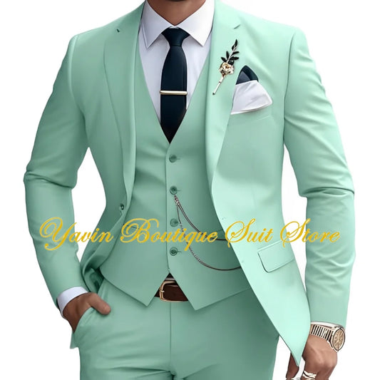 Formal Men's Suit Custom Wedding Tuxedo Slim Fit Groomsmen 3-Piece Suits Full Set Banquet Groom Suits